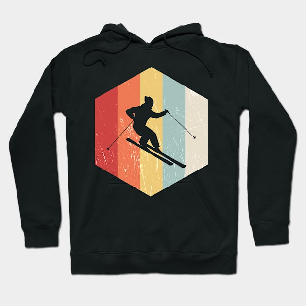 Skiing Retro Distressed Style Hoodie by BeDesignerWorld